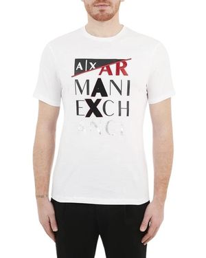 ARMANI EXCHANGE Tops ,Wit ,Katoen Katoenen Jersey T-Shirt Met Logo