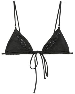 Frankie's Bikinis Badmode ,Zwart ,Nylon Beaded Triangle Bikini Top