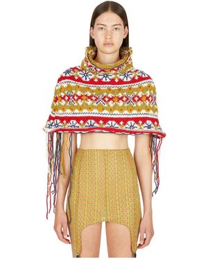 Louise Lyngh Bjerregaard Folklore Fairisle Strickcape - Mehrfarbig