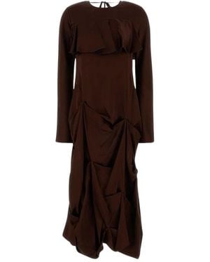 brown satin wrap dress Krystal Satin Wrap Gown — Cinnamon Maxi Satin main image 1