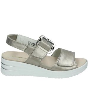 Waldläufer Schoenen ,Grijs ,Leer Zilveren Sportieve Sandalen Met Uitneembaar Voetbed