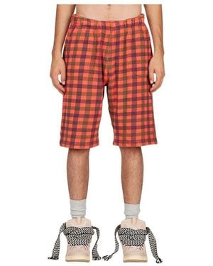 ERL Karierte fleece bermuda shorts - Rot
