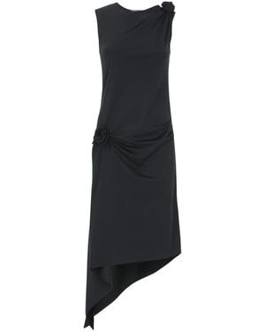 Coperni Asymmetrisches Kleid Mit Rosen-Detail, Lang - Schwarz