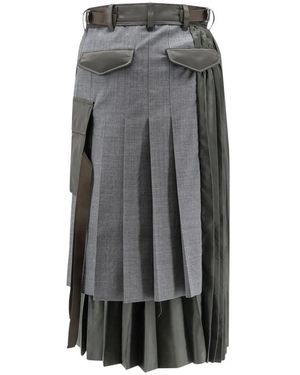 Sacai Suiting X Nylon Twill Rok - Grijs