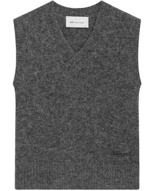 Ami Paris V-Neck Knitwear - Gris