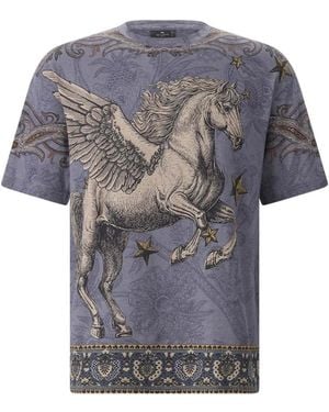 Etro Tops ,Blauw ,T-Shirts - Grijs