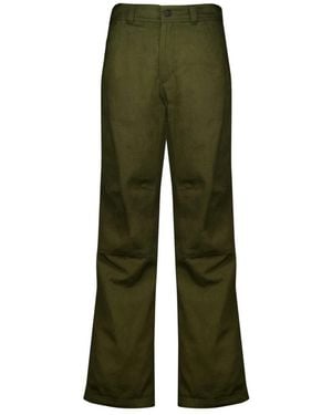Moncler Broeken ,Groen ,Katoen Katoenen Broek Met Rechte Pijpen