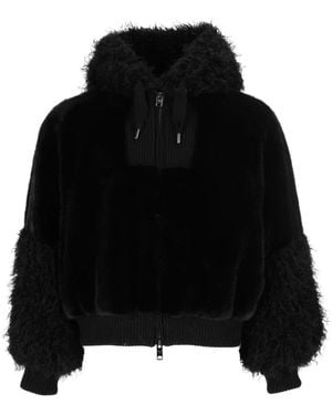 Diego M Faux Rex Bomber - Zwart