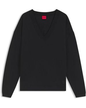 HUGO Sessarina V-Neck Sweater - Zwart