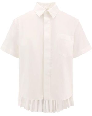 Sacai Camisa De Algodón Con Inserción Plisada En La Espalda, Mujer, Talla - Blanco