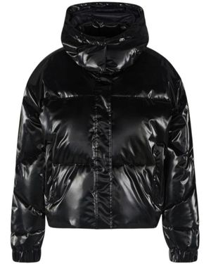 EA7 Glanzend Nylon Bomberjack Met Capuchon - Zwart