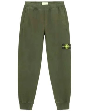 Stone Island Broeken ,Groen ,Katoen Joggingbroek Met Geborsteld Katoen Fleece