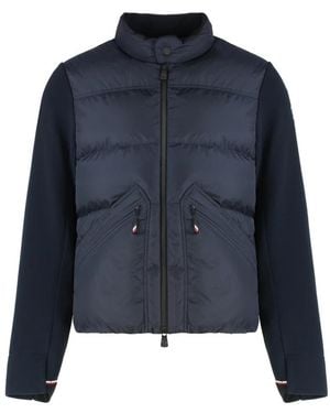 Moncler Wattierte Strickjacke Mit Reißverschluss - Blau