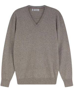 Brunello Cucinelli V-Neck Knitwear - Gris