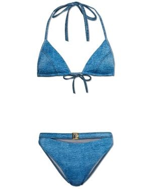 Balmain Denim Tweedelige Badpak - Blauw