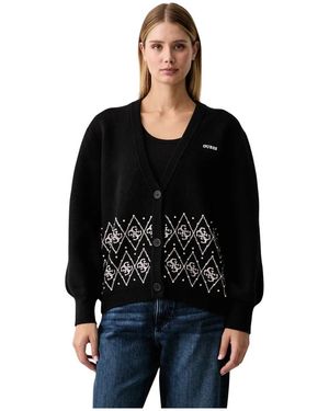 Guess Truien & Vesten ,Zwart ,Polyester 4G Logo Vest