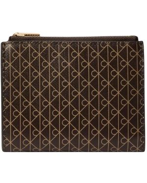 Calvin Klein Emblem Double Zip Bifold Geldbörse - Braun
