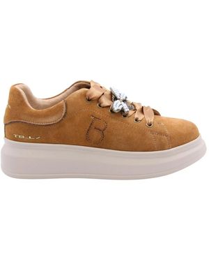 Tosca Blu Modischer Sneaker Mit Duitzendblad Design - Braun