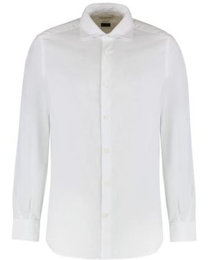 Slowear Overhemden ,Wit ,Katoen Glanshirt Slim-Fit Oxford Katoenen Overhemd