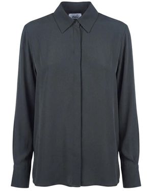 Niu Overhemden ,Groen ,Linnen T-Shirt Trapezio - Blauw