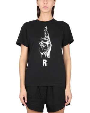Raf Simons Tops ,Zwart ,Katoen Hand Sign T-Shirt