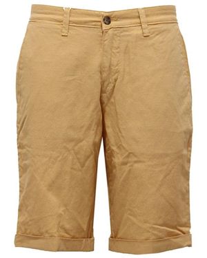 BRIGLIA Gelbe Baumwoll/Leinen Bermuda Shorts - Natur