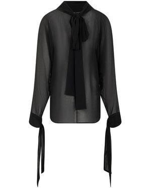 P.A.R.O.S.H. Overhemden ,Zwart ,Blouse Met Strikmanchetten