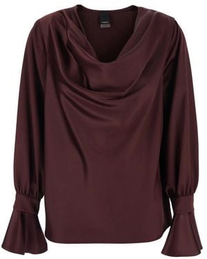 Pinko 'Filipa' Blouse With Draped Neckline And Flared Cuffs I - Purple