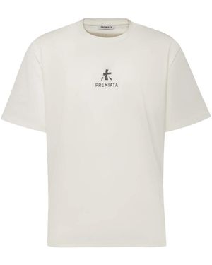 Premiata Tops ,Wit ,Katoen Katoenen T-Shirt Met Bonded Details