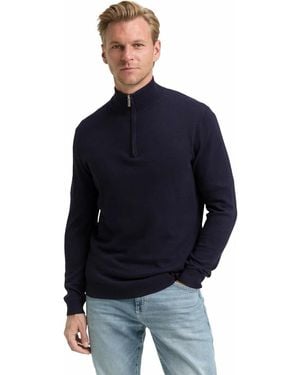Tom Tailor Zip-Collar Sweater - Blauw