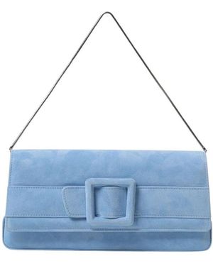 Manolo Blahnik Blaue Wildleder Clutch Tasche Mit Schnalle