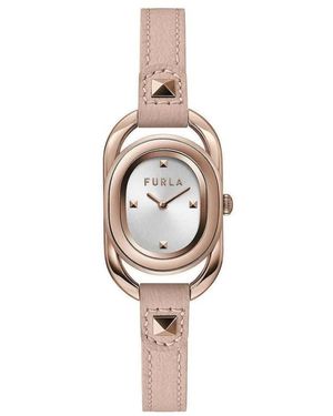 Furla Accessoires ,Roze ,Leer Leren Horloge Met Design - Metallic