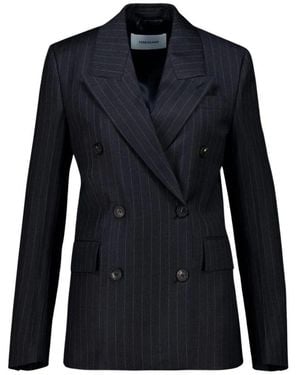 Ferragamo Jassen ,Grijs ,Wol Dubbelrijige Pinstripe Blazer - Blauw