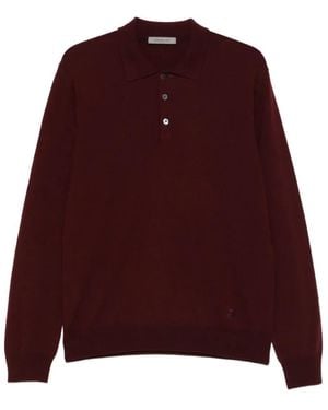Corneliani Polo-Shirt Aus Reiner Wolle Mit 3 Knöpfen - Lila