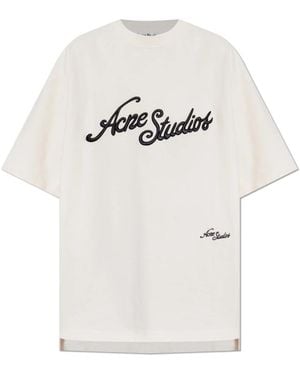 Acne Studios T-Shirt Met Geborduurd Logo - Wit