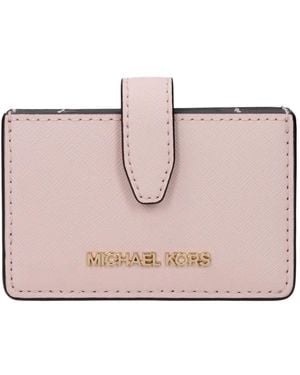Michael Kors Roze Leren Kaarthouder Met Voorlogo