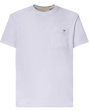 Valentino Garavani Tops ,Wit ,Katoen Vlogo Geborduurd Katoenen T-Shirt - Paars