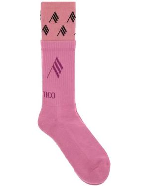The Attico Double Layer Logo Socks - Roze