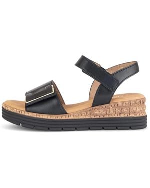Gabor Schoenen ,Zwart ,Leer Plateau Sandal