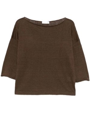 Roberto Collina Truien & Vesten ,Bruin ,Maglia Girocollo Ampio Manica 3/4