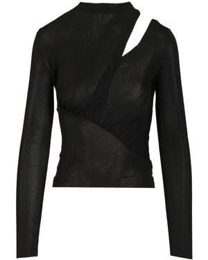 Self-Portrait Cut Out Viscose Knit Top - Zwart