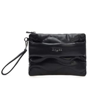 Blauer Wave Eco-Leder Clutch Strip Schwarz