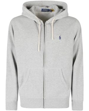Polo Ralph Lauren Hoodies & Sweatvesten ,Grijs ,Katoen Rl Fleece Full-Zip Hoodie