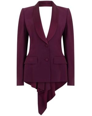 Alberta Ferretti Jassen ,Paars ,Leer Blazer Met Asymmetrische Snit