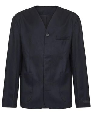 Jacquemus Blauwe Wollen Jas Met Geborduurd Embleem