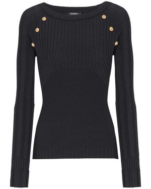 Balmain Round-Neck Knitwear - Negro