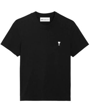 Ami Paris Kurzarm-T-Shirt Aus Baumwoll-Jersey - Schwarz