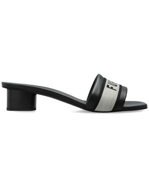 Furla Schoenen ,Zwart ,Leer Cilindro Muiltjes Met Hak