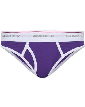 DSquared² Ondergoed ,Paars ,Katoen Logo Briefs