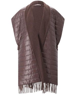 Herno Jassen ,Bruin ,Wol Licht Poncho